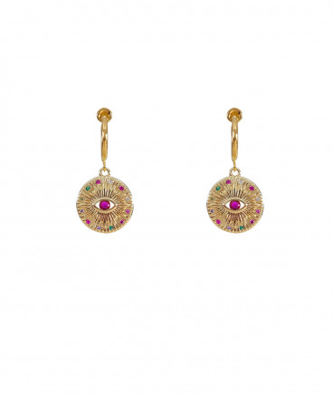 Boucles d'oreilles clip oeil solaire incas
