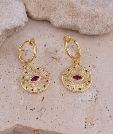 Boucles d'oreilles clip oeil solaire incas