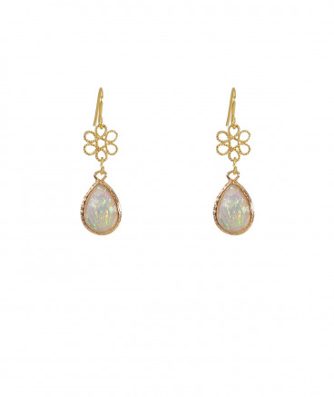 Boucles d'oreilles opale vert-or