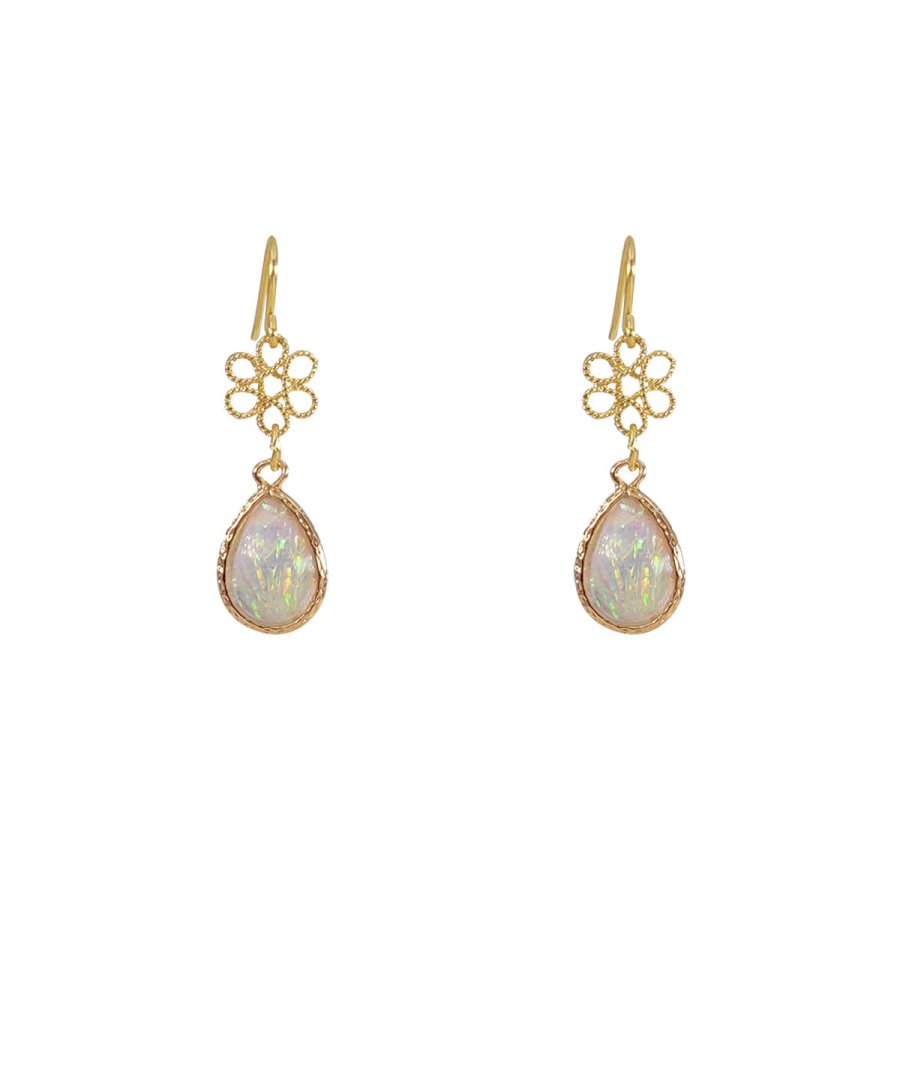 Boucles d'oreilles opale vert-or