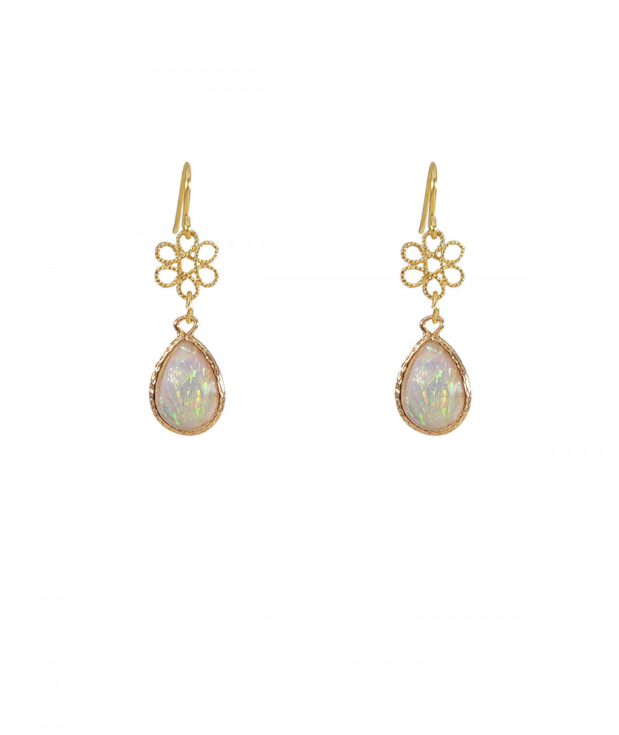 Boucles d'oreilles opale vert-or