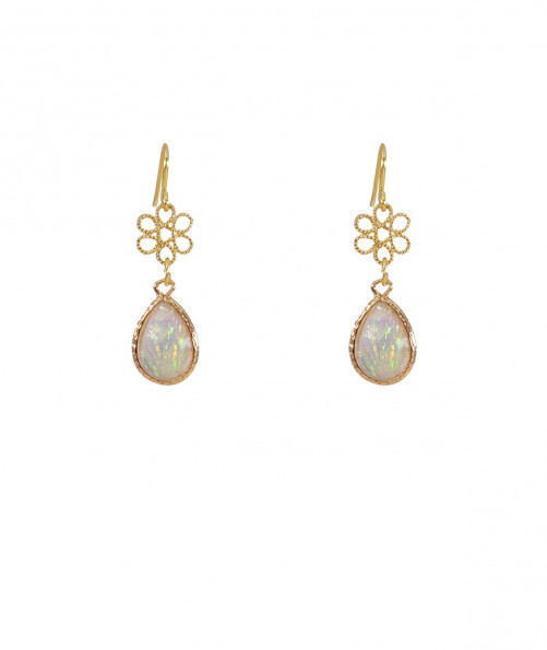 Boucles d'oreilles opale vert-or