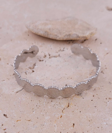 Bracelet jonc médaillons martelés acier 1 cm