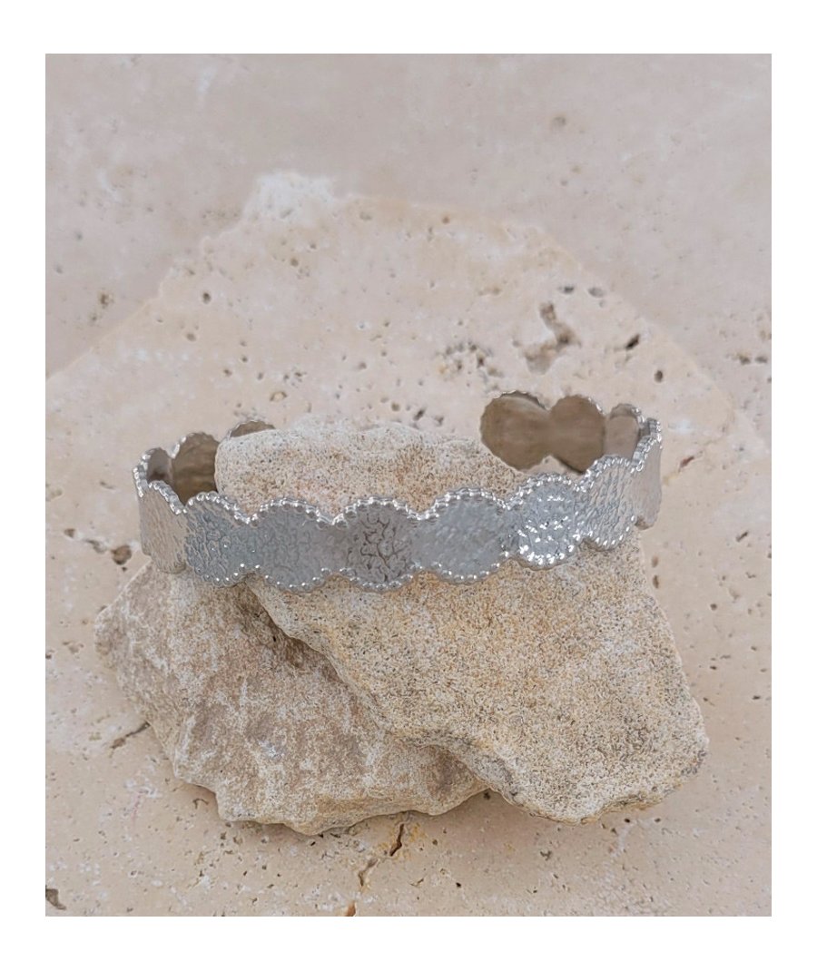 Bracelet jonc médaillons martelés acier 1 cm