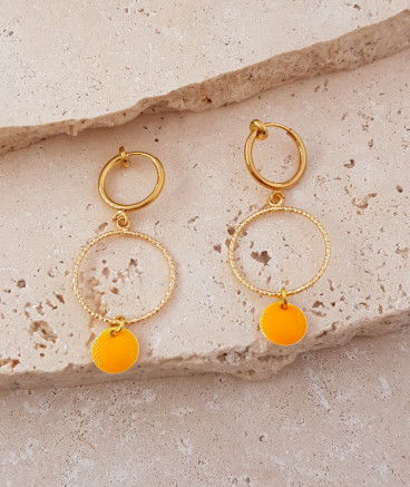 Boucles oreilles clip orange fluo