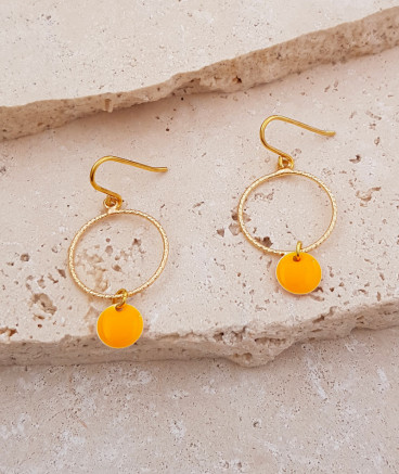 Boucles oreilles orange fluo