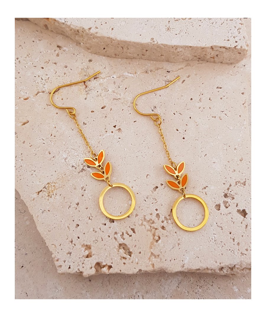 Boucles d'oreilles pendantes épis orange