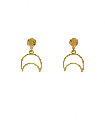 Boucles oreilles clips lune dorée