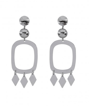 Boucles d'oreilles clips géométriques rhodiées