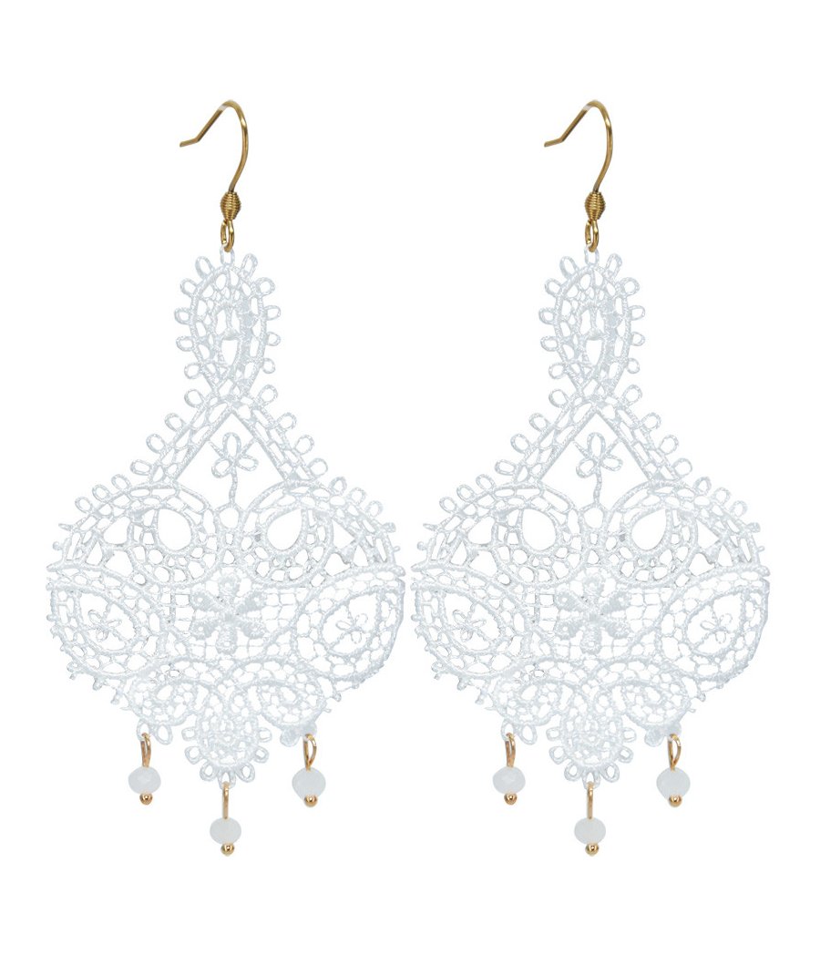 Boucles d'Oreille à clous Blanc cassé/Jaune Mariage/Mariée/Cérémonie