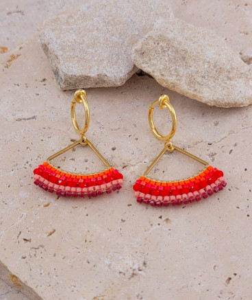 Boucles oreilles clip acier corail