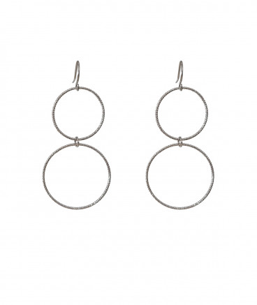Boucles d'oreilles 2 anneaux rhodiées