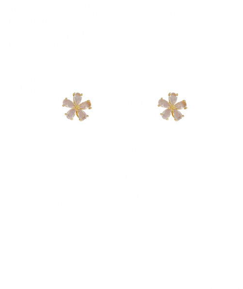 Boucles d'oreilles clip fleur cristal rose clair