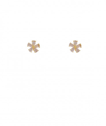 Boucles d'oreilles clip fleur cristal rose clair
