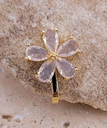 Boucles d'oreilles clip fleur cristal rose clair