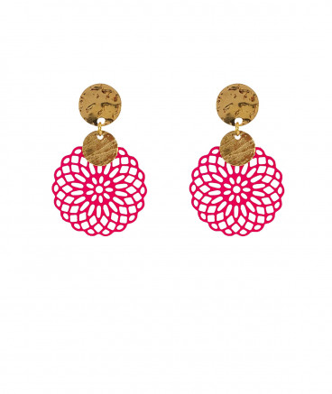 Boucles d'oreilles clip acier rose fuchsia non percées