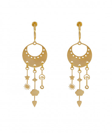 Boucles d'oreilles clip acier baromètre non percées