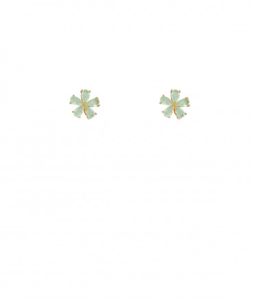 Boucles d'oreilles clip fleur cristal vert d'eau