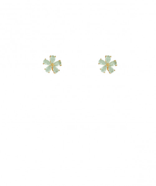 Boucles d'oreilles clip fleur cristal vert d'eau clair