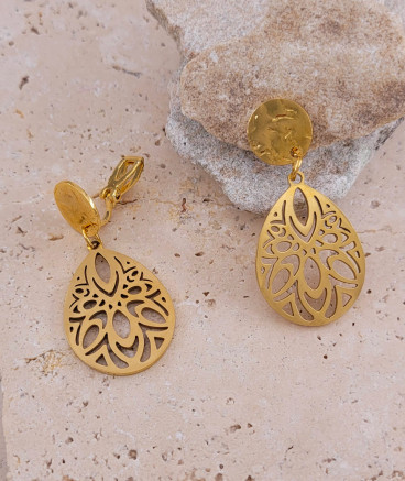 Boucles d'oreilles clip acier pendantes non percées