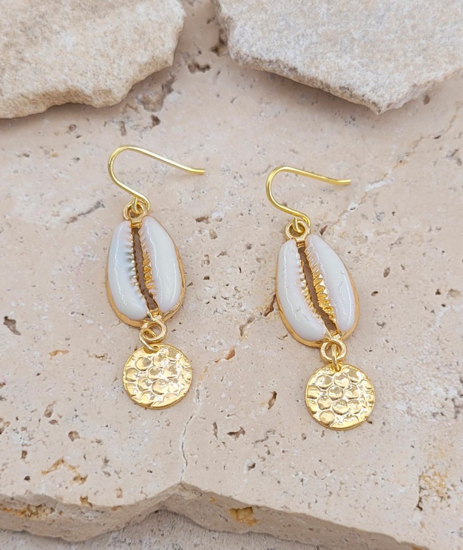 Boucles d'oreilles coquillage grain de café