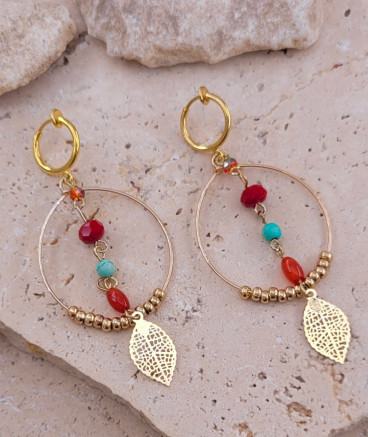 Boucles oreilles clips créole breloques (non percées)