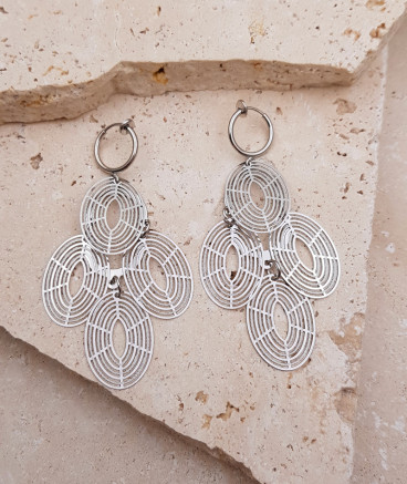 Boucles d'oreilles clip filigrané rhodié