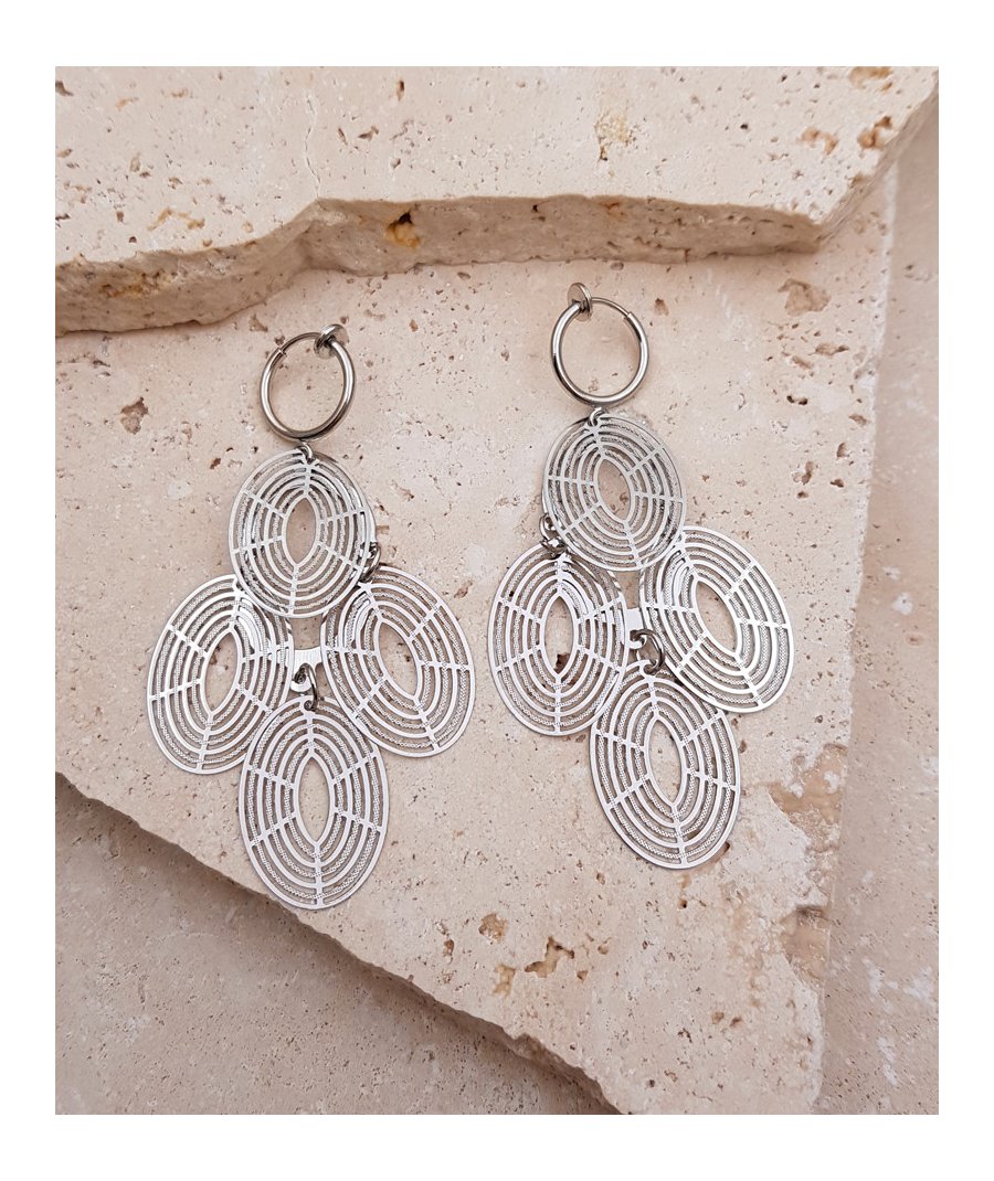 Boucles d'oreilles clip filigrané rhodié