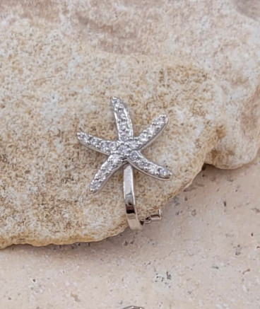 Boucles oreilles clips étoile de mer zirconium (non percées)