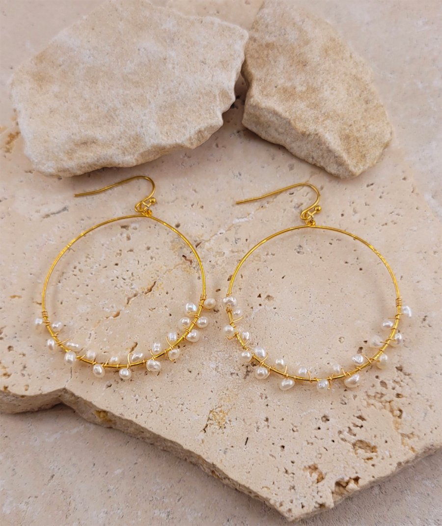 Boucles d'oreilles acier perles