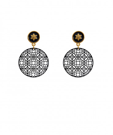 Boucles oreilles clip filigrane noir