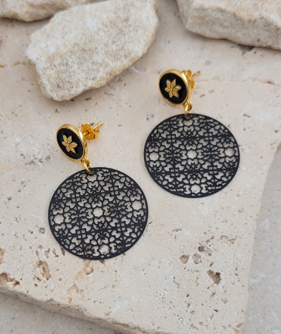 Boucles oreilles filigrane noir