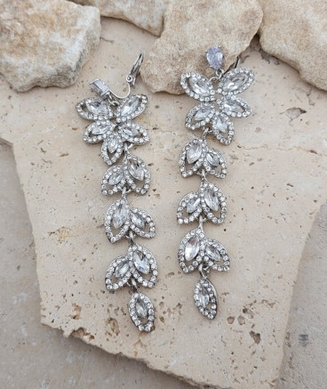 Boucles d'oreilles clip longues en strass