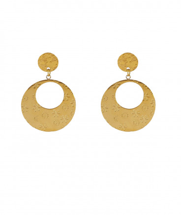 Boucles d'oreilles acier doré fleurs