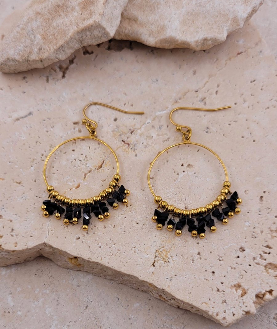 Boucles d'oreilles acier noires