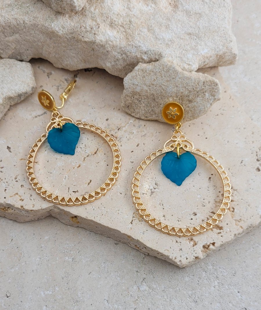 Boucles d'oreilles clip bi-colore (non percées)