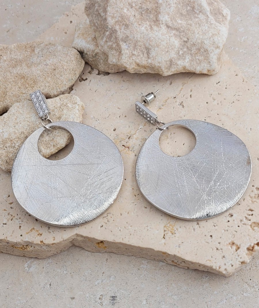 Boucles d'oreilles rondes rhodiées
