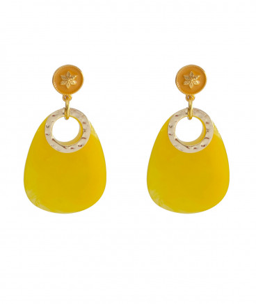 Boucles oreilles clips géométriques jaune or