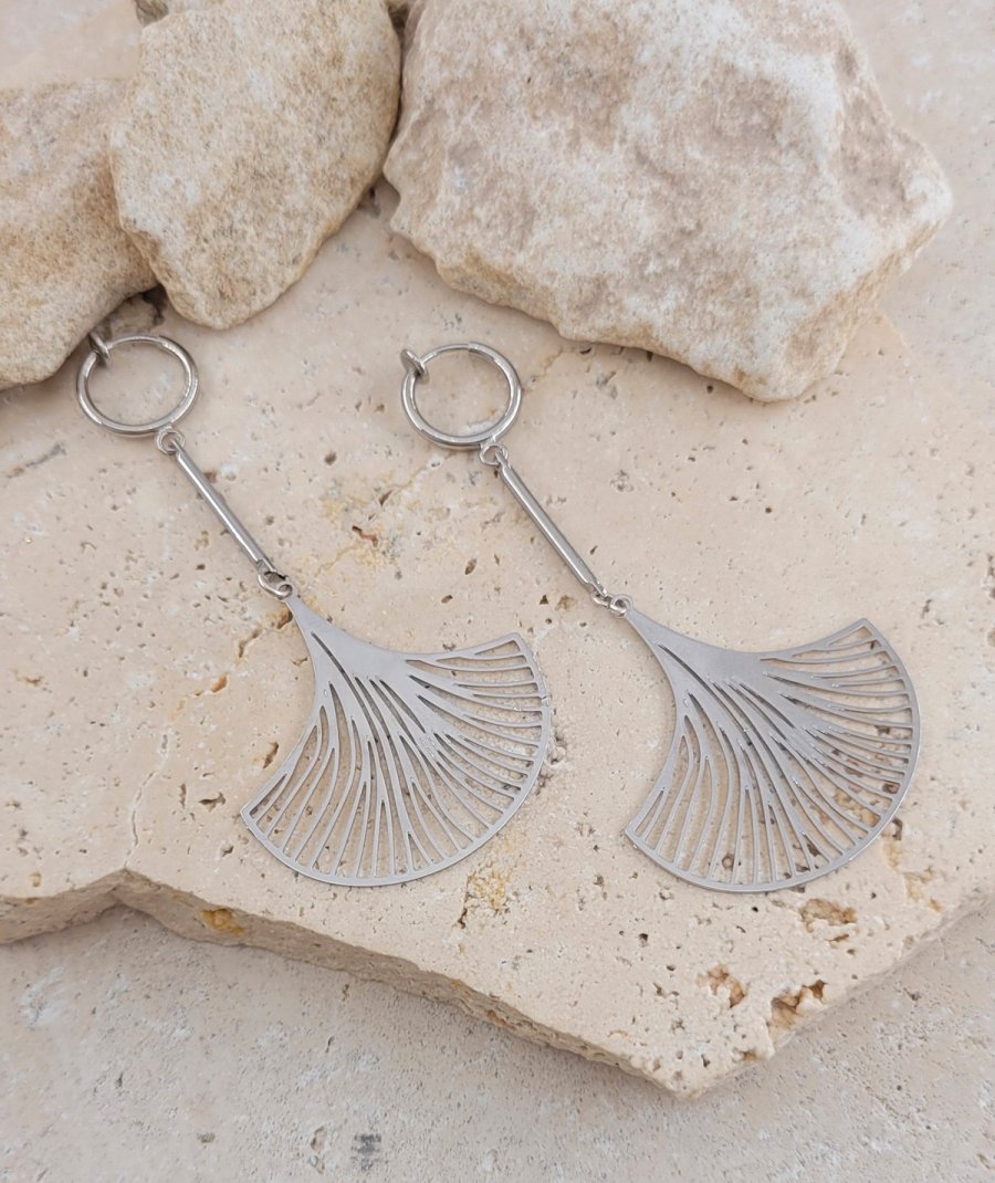 Boucles d'oreilles clips ginko rhodié (non percées)