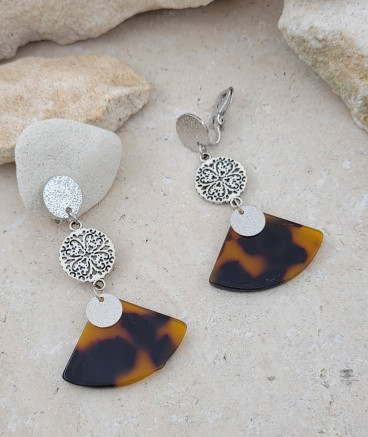 Boucles oreilles à clips écailles rhodiées (non percées)