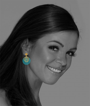Boucles d'oreilles acier montgolfière turquoise