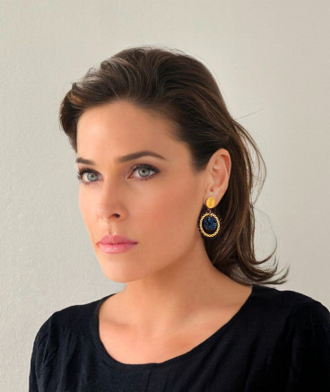 Boucles d'oreilles clip acier bleu marine (non percées)
