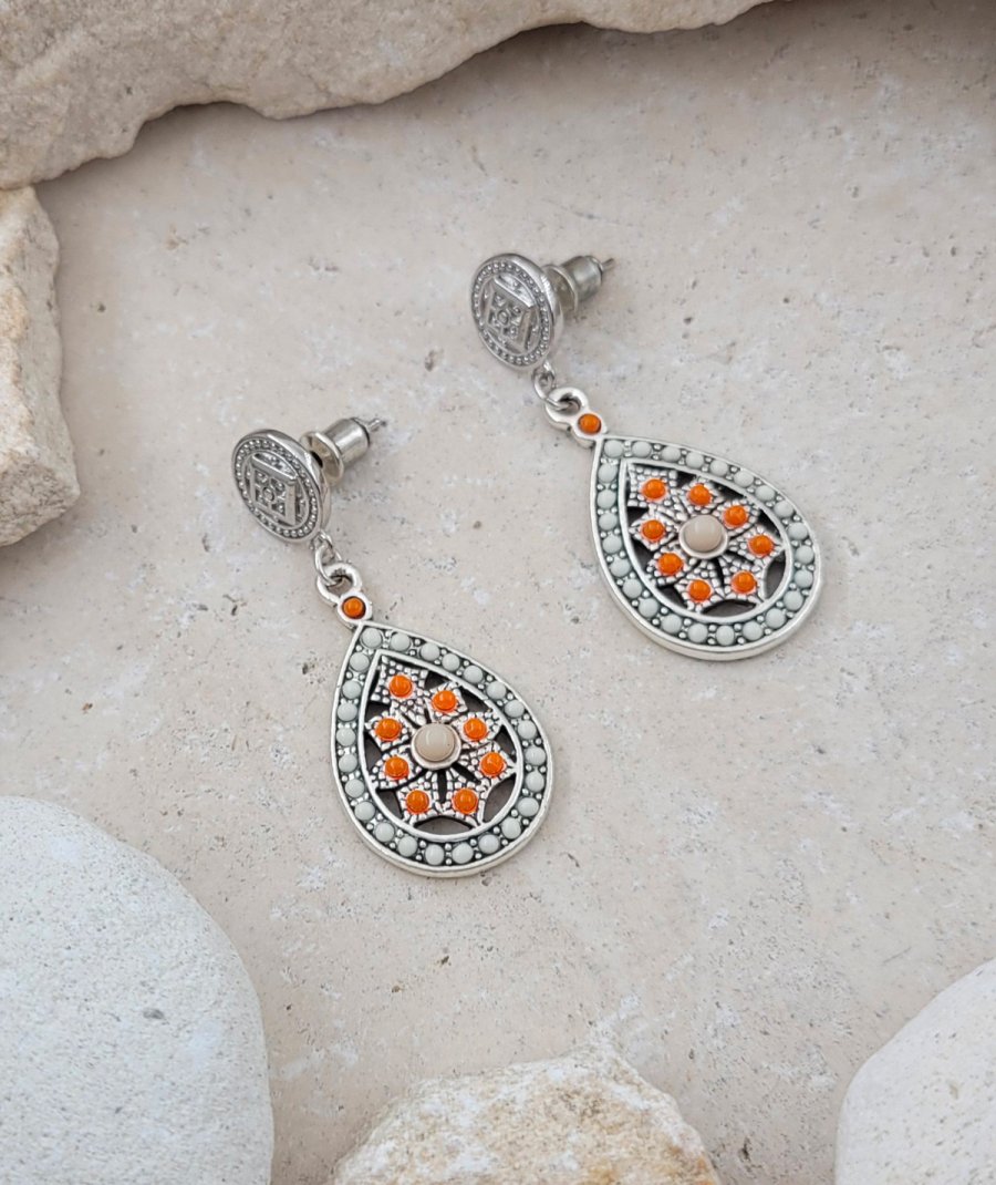 Boucles oreilles pendantes orange