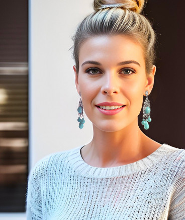 Boucles oreilles à clips pendantes turquoise