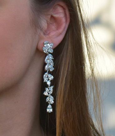 Boucles d'oreilles clip longues zirconium