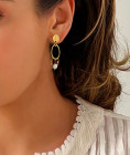 Boucles d'oreille acier perle