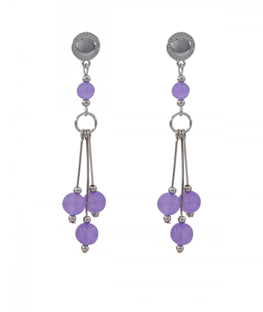 Boucles oreilles clip perles améthyste violette