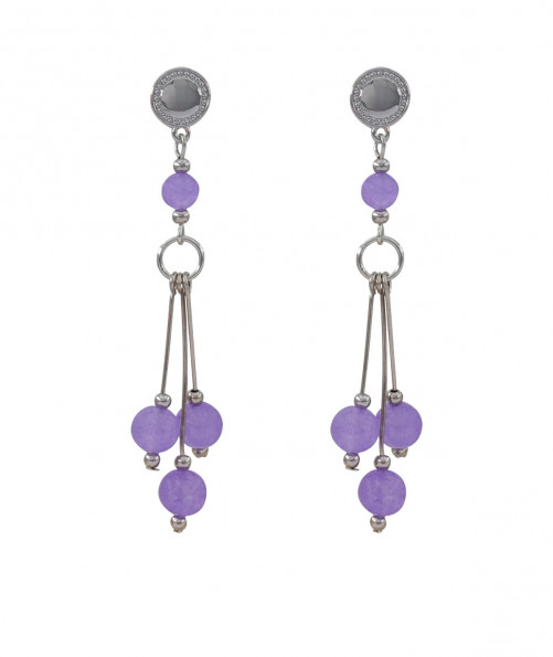 Boucles oreilles clip perles améthyste violette