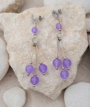 Boucles oreilles perles améthyste violette