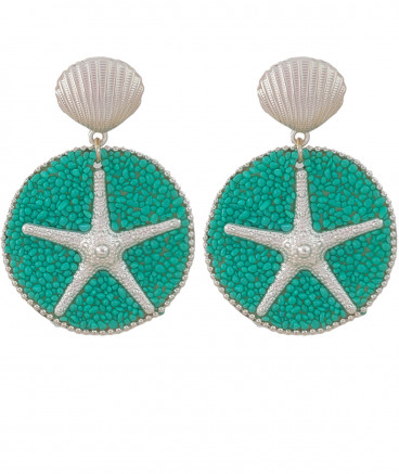 Boucles d'oreilles à clip oversize turquoise coquillage (non percées)